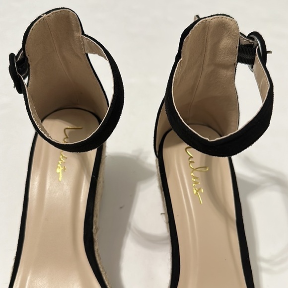 Lulus Waynie Black Suede Platform Espadrille Ankle Strap Sandals Size 10 - Picture 7 of 10